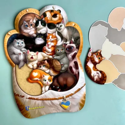 Дерев'яний пазл-вкладиш &quot;Котики-муркотики&quot; Ubumblebees (ПСФ133) PSF133     