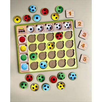 Дерев'яний пазл-сортер "Футбольні м'ячики" Ubumblebees (ПСФ107) PSF107 колір та рахунок