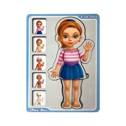 Дерев'яний пазл-вкладиш "Анатомія людини &ndash; дівчинка" Ubumblebees (ПСФ025) PSF025 будова тіла