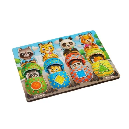 Дерев'яна настільна гра &quot;Звірі у візках&quot; Ubumblebees (ПСД176) PSD176 сортер-вкладиш