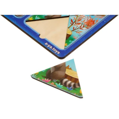 Дерев'яний пазл-вкладиш &quot;Зайчики та єнотики&quot; Ubumblebees (ПСД182) PSD182 в рамці