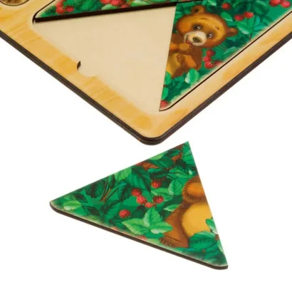 Дерев'яний пазл-вкладиш &quot;Їжачки та ведмеді&quot; Ubumblebees (ПСД186) PSD186 в рамці 