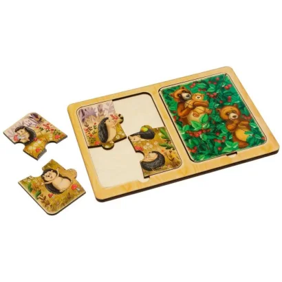 Дерев'яний пазл-вкладиш &quot;Їжачки та ведмеді&quot; Ubumblebees (ПСД186) PSD186 в рамці 