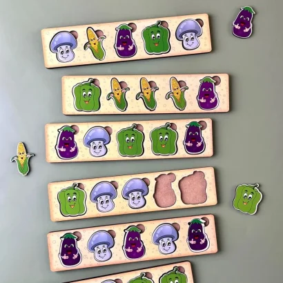 Дерев'яна настільна гра &quot;Овочі -1&quot; Ubumblebees (ПСД007) PSD007 сортер-комодик