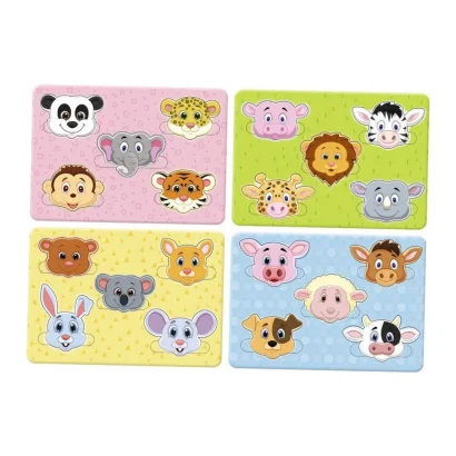 Дерев'яний пазл-вкладиш "Веселі мордочки" Ubumblebees (ПСД029) PSD029 дорожній варіант