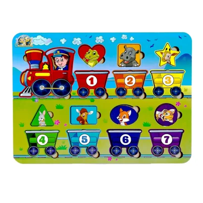 Дерев'яний пазл-вкладиш "Геометричні фігури" Ubumblebees (ПСД048) PSD048 сортер-паровоз 