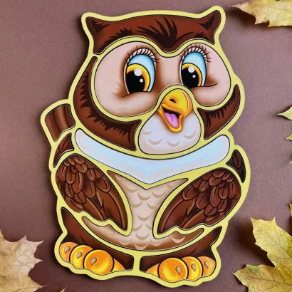 Дерев'яний пазл-вкладиш "Сова" Ubumblebees (ПСД087) PSD087 пазл-контур