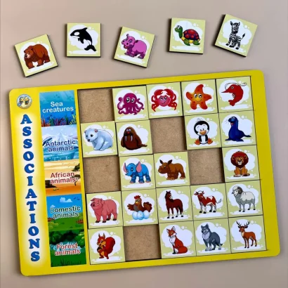 Дерев'яний пазл-вкладиш "Асоціації - види тварин" Ubumblebees (ПСД133) PSD133, 25 плашок 