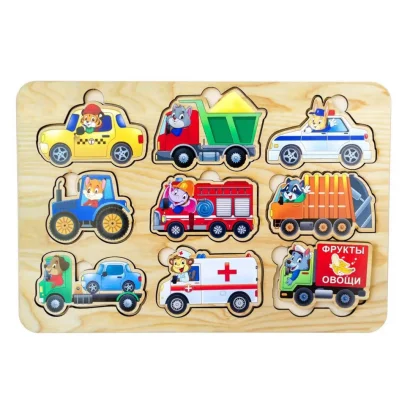 Дерев'яний пазл-вкладиш &quot;Транспорт&quot; Ubumblebees (ПСД130) PSD130, 9 елементів