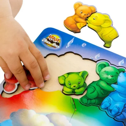Дерев'яний пазл-вкладиш &quot;Мишки&quot; Ubumblebees (ПСД121) PSD121 кольори веселки