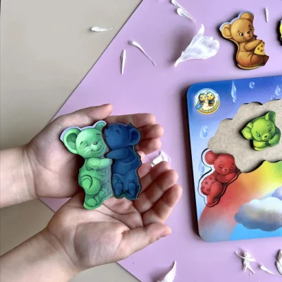 Дерев'яний пазл-вкладиш &quot;Мишки&quot; Ubumblebees (ПСД121) PSD121 кольори веселки