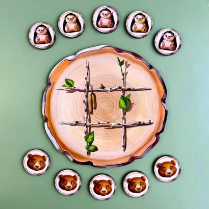 Дерев'яна настільна гра "Хрестики-нулики" Ubumblebees (ПСД159) PSD159 їжачок та ведмідь