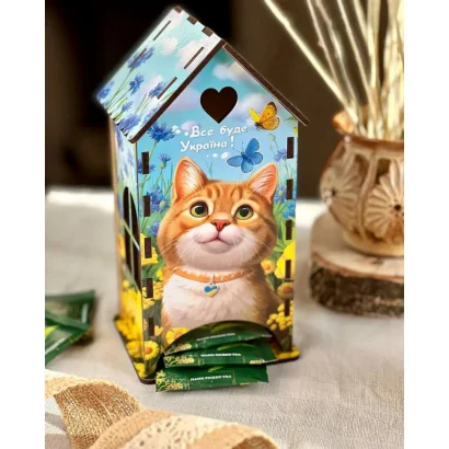 Чайний будиночок "Рудий котик" Ubumblebees (ПСФ156) PSF156 дерев'яний