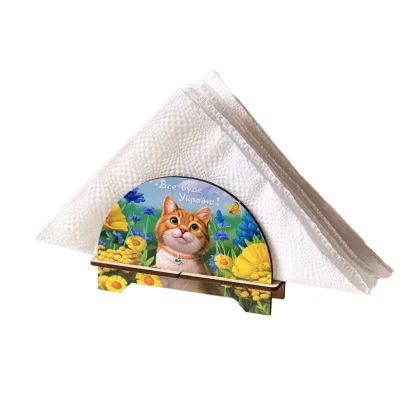 Дерев'яна серветниця &quot;Рудий котик&quot; Ubumblebees (ПСФ153) PSF153 декоративна