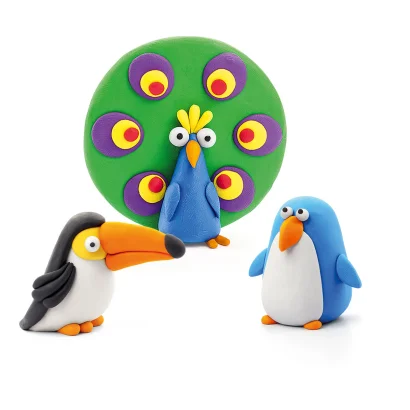 Набір пластиліну, що самостійно твердіє, ЛІПАКА &ndash; ПТАХИ: ПІНГВІН, ПАВИЧ, ТУКАН