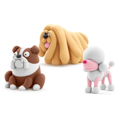 Набір пластиліну ЛІПАКА &ndash; СОБАКИ-ДРУЗЯКИ: КОМОНДОР МУДІ, БУЛЬДОГ ГІПНО, ПУДЕЛЬ ПОППІ