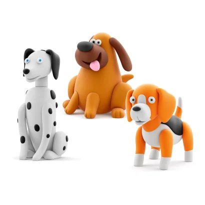 Набір пластиліну ЛІПАКА &ndash; СОБАКИ-ДРУЗЯКИ: ДАЛМАТИНЕЦЬ ТУРБО, ЛАБРАДОР НЯМ-НЯМ, БІГЛЬ ВОКІ