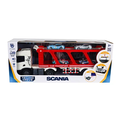Ігровий набір серії "Large Truck" &ndash; АВТОПЕРЕВІЗНИК SCANIA (автоперевізник, 4 машини, світло, звук)