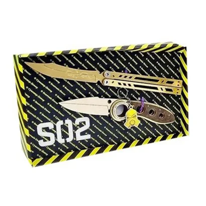 Набір ножів сувенірних дерев'яних SO-2 "МЕТЕЛЬ LEGASY &amp; ВИКИДУХ ФЛІП BLACK" SO2-5-B