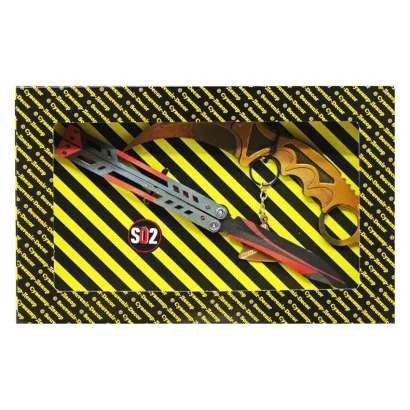 Набір сувенірних ножів дерев'яних SO-2 "МЕТЕЛЬ BLACK WIDOW &amp; КЕРАМБІТ GOLD" SO2-12-B