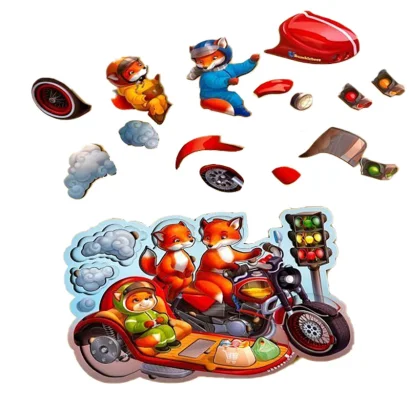 Пазл Багатошарові вкладки &quot;Лисенята на мотоциклі&quot; (ПСД211) PSD211, 39 елементів