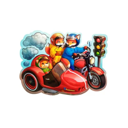 Пазл Багатошарові вкладки &quot;Лисенята на мотоциклі&quot; (ПСД211) PSD211, 39 елементів