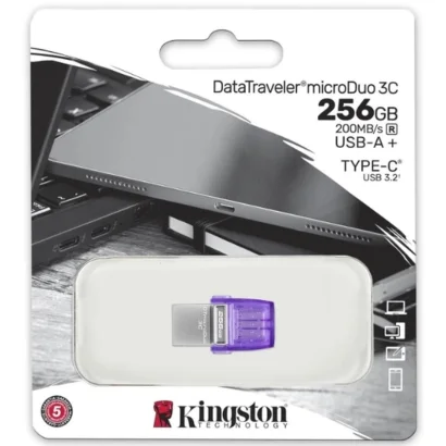 Флеш-накопичувач Kingston USB 3.2 DT microDuo 3C 256GB (Type-A/Type-C) (200Mb/s)