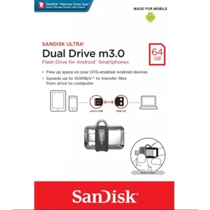 Флеш-накопичувач SanDisk USB 3.0 Ultra Dual OTG 64Gb (150 Mb/s)