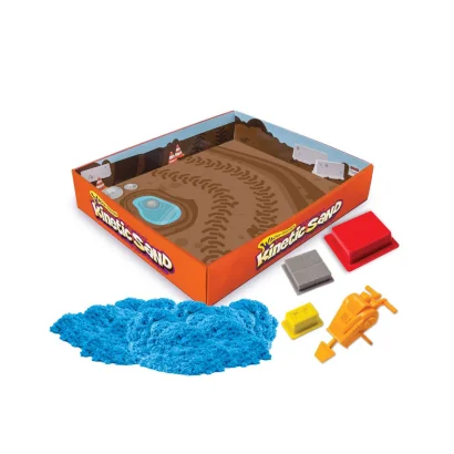 Пісок для дитячої творчості - KINETIC SAND CONSTRUCTION ZONE (блакитний, формочки, 283 г)
