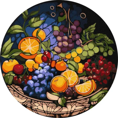 Картина&nbsp;за&nbsp;номерами&nbsp;"Апетитна&nbsp;композиція" &copy;art_selena_ua KHO-R1014&nbsp;діаметр 39 см Ідейка