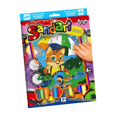 Набір для творчості "SandArt" SA-02-01&hellip;10 фреска з піску Кіт із парасолькою