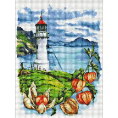 Алмазна мозаїка "Маяк з фізалісами" &copy;Анна Кулик Ідейка AMC7668 без підрамника 30х40 см