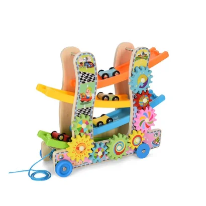 Дерев'яна іграшка &quot;Трек&quot; MD2594 каталка, машинки 4см 3шт, шестерні