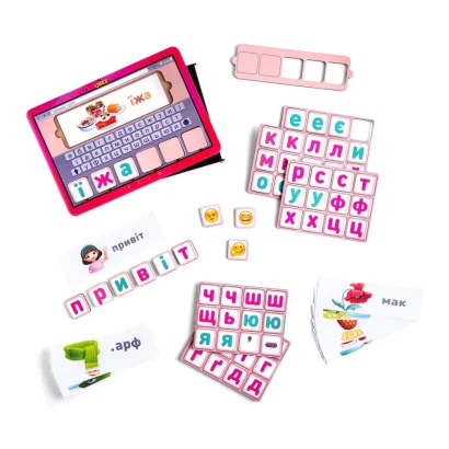 Планшет для дівчаток &quot;Збери слово за картинкою&quot; Ubumblebees (ПСД199-УКР) PSD199-UKR українською мовою