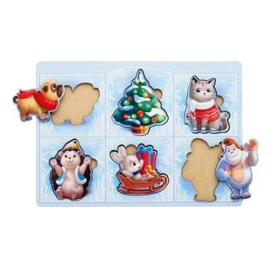 Розвиваючий пазл-вкладиш &quot;Новорічний -2&quot; (ПСФ014) PSF014, 6 картинок