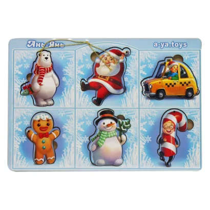 Розвиваючий пазл-вкладиш &quot;Новорічний -1&quot; (ПСФ013) PSF013, 6 картинок