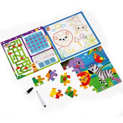 Розвиваючий набір 4 в 1 "Зоопарк" VT2002-02 пазл, розмальовка. Маркер