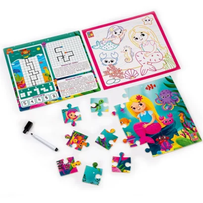 Розвиваючий набір 4 в 1 "Русалоньки" VT2002-04 пазл, розмальовка, маркер