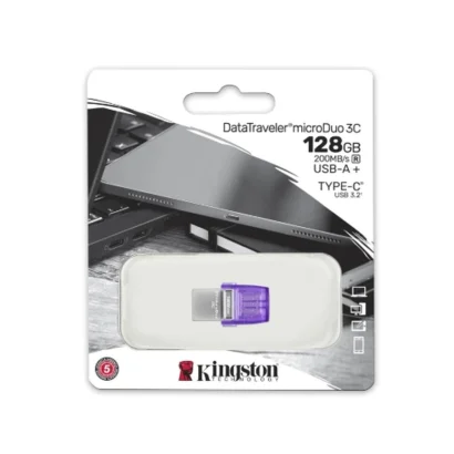 Флеш-накопичувач Kingston USB 3.2 DT microDuo 3C 128GB (Type-A/Type-C) (200Mb/s)