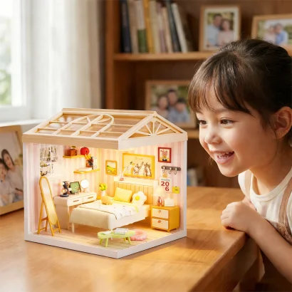 Конструктор-румбокс MINI HOUSE серії "Інтер'єр" &ndash; СПАЛЬНЯ (світло)