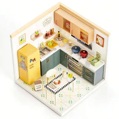 Конструктор-румбокс MINI HOUSE серії "Інтер'єр" &ndash; КУХНЯ (світло)