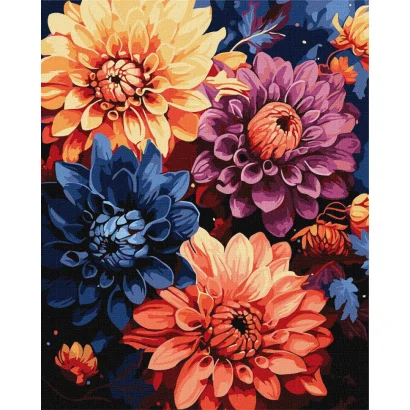 Картина за номерами "Барвисті жоржини" &copy;art_selena_ua KHO3248, 40х50см