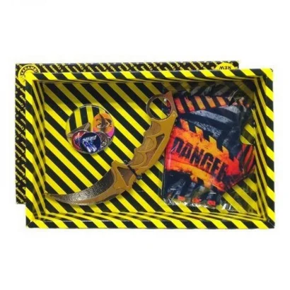 Сувенірні ножі дерев'яні набір BOX &quot;Керамбіт GOLD&quot; KARG-B