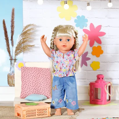 Одяг для ляльки BABY BORN - КВІТКОВИЙ ДЖИНС (43 cm)