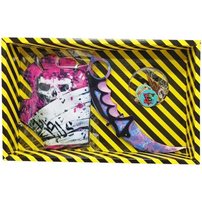 Сувенірні ножі дерев'яні набір BOX &quot;Керамбіт PURPLE CAMO&quot; KARPC-B