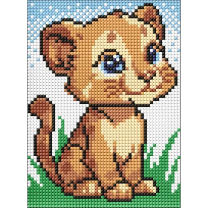 Алмазна мозаїка без підрамника для дітей "Маленький лев" AMM1022 15х20 см 