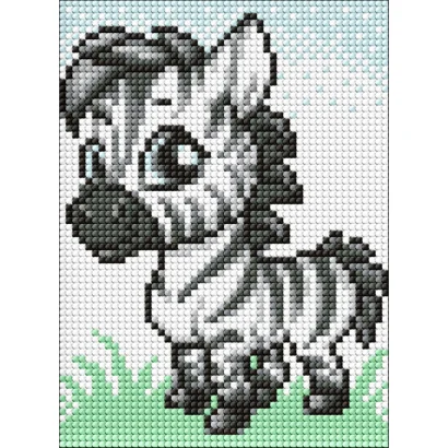 Алмазна мозаїка без підрамника для дітей "Маленька зебра" AMM1021 15х20 см 