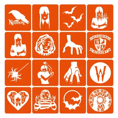 Набір трафаретів для біо-тату "Wednesday" wednesday-16