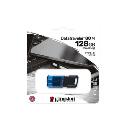 Флеш-накопичувач Kingston USB 3.2 DT 80M 128GB Type-C Black/Blue