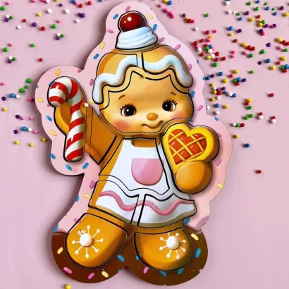 Дерев'яний пазл-вкладиш &quot;Новорічне печиво&quot; (ПСФ149) PSF149